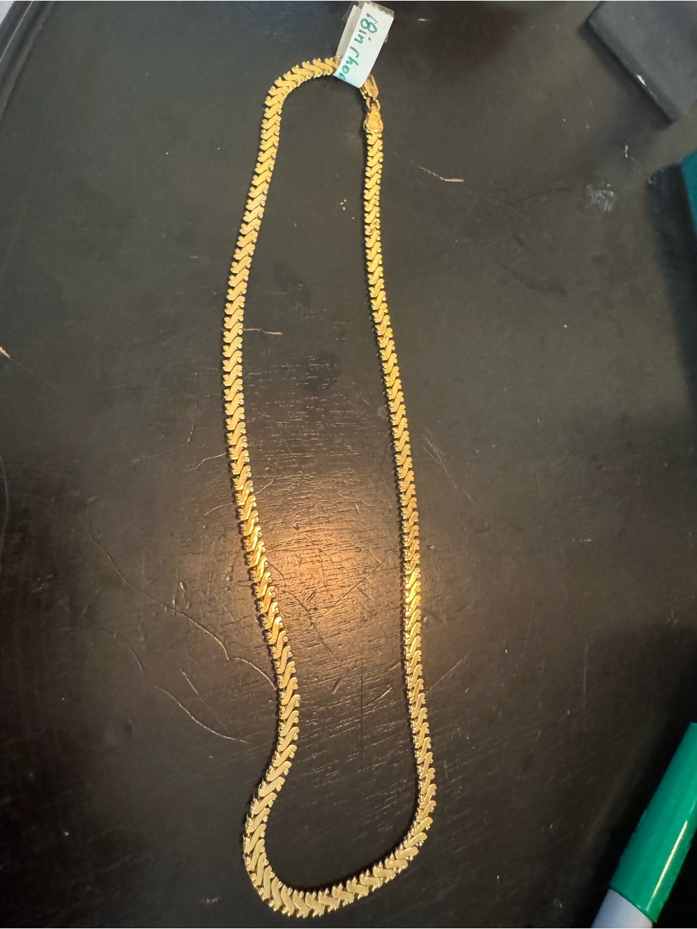 18 inch rhodium plate Gold Women’s Herringbone Chain Necklace - will not turn